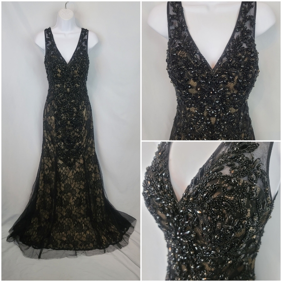 Glow Dress Dresses & Skirts - Glow Black Beaded Gown